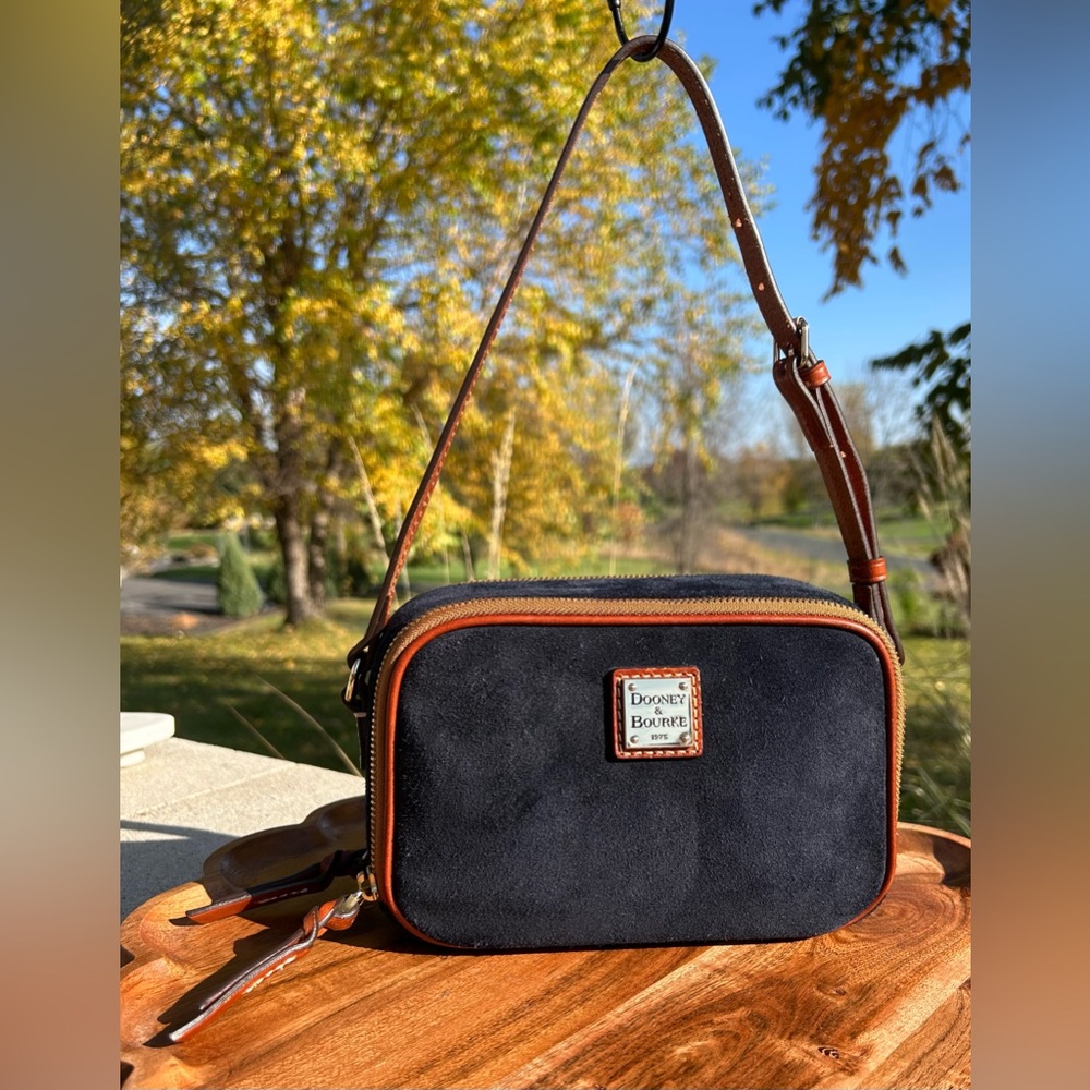 Dooney & Bourke Navy Suede Sawyer Crossbody EUC - Picture 16 of 17